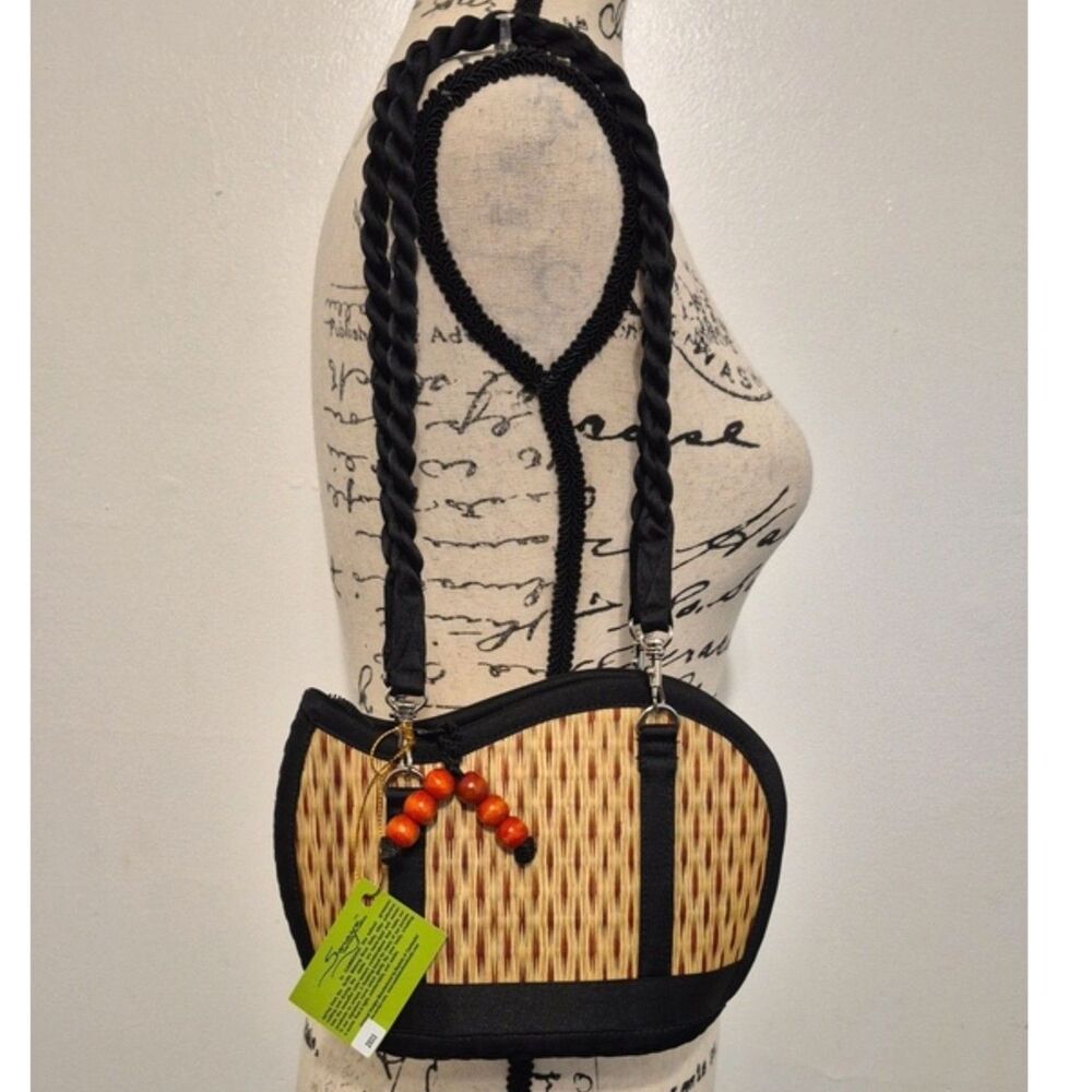 Handmade Tatami Woven Shoulder Bag Purse NWT Saraye Cambodia Artisan Bag